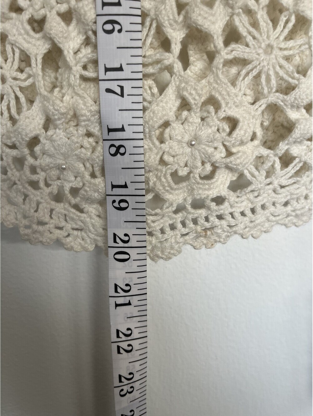 Vintage 90s Style New York Ramie-Cotton Lace Knit Top Cream Large - Picture 6 of 7